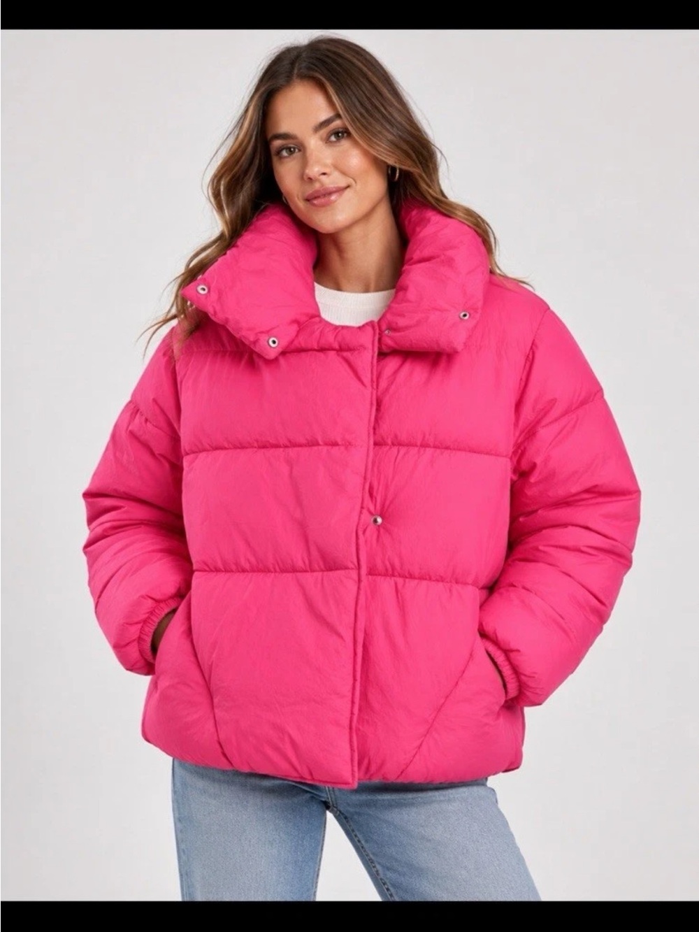a new day Hot Pink Puffer Jacket for Women